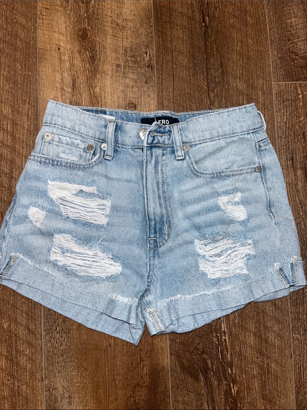 Aeropostale Light Blue Distressed Denim Jean Shorts